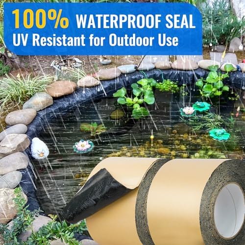 Pond Liner Seam Tape 3" x 50' - Double Sided Butyl Adhesive Tape for EPDM Liners, Waterproof Repair Patch for Ponds, Fish Ponds, Water Features & Outdoor Landscaping (Black)