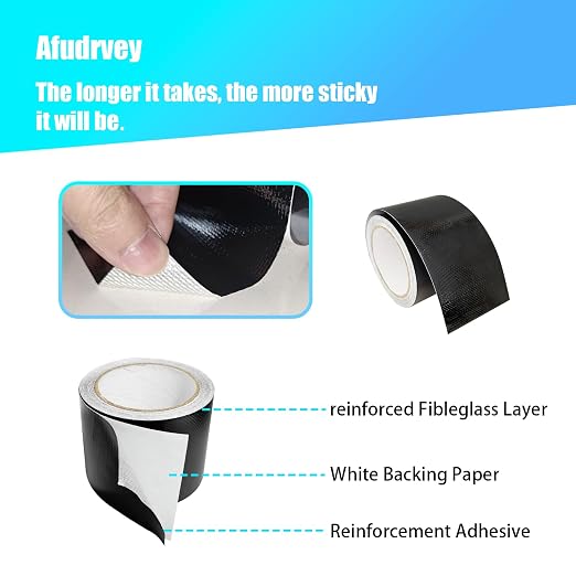 Fabric Repair Tape with Paper Backing, 3 Inch x 33 Feet, Black | Waterproof, for Fabric, Awning, RV Roof, Underbelly, Tarp, Tent,UVproof,Multipurpose Leather Patch Repair Kit