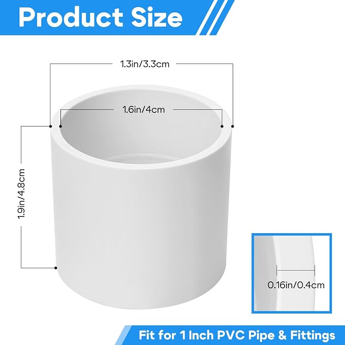 Cinsda 10 Pack 1 Inch SCH40 PVC Pipe Coupling Adapter, Heavy Duty UPVC Slip x Slip Connection - ASTM D2466 Standard for Plumbing, Irrigation & Pool Systems