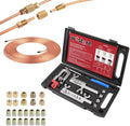 Wostore 25FT Brake Line Kit & Flaring Tool, 24 Brass Fittings, 3/16-5/8" | Double & Single & Bubble flares flaring tool. 25FT 3/16" copper line. Cutter and reamer included. 7 sizes up to 5/8"