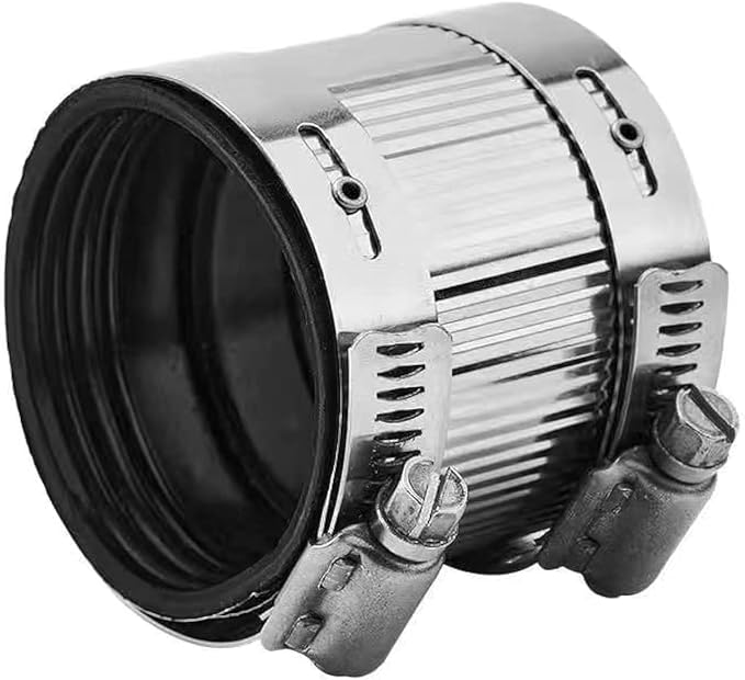 Flexible pipe Coupling with Stainless Steel Clamps.Pipe Connector for PVC and Metal Pipes (1.5inch/47mm-51mm)