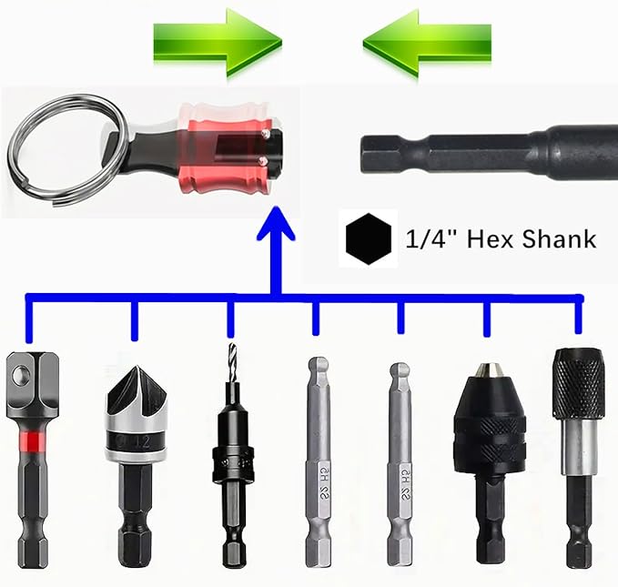 6 Pcs Bit Holders, 1/4 Socket Hex Shank Screwdriver Bit Holder | for Impact Driver Drill Bit Keychain Extension Bar, Quick Release Easy Change, Portable Drill Bit Organizer, Gadgets Tool