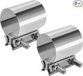3.0 Exhaust Clamp, 3 Inch Butt Joint Sleeve Coupler 2 Pcs | 304 Stainless Steel Exhaust Band Clamp, No Weld, 360° Seal For Exhaust Pipe, Muffler and Catalytic Converter