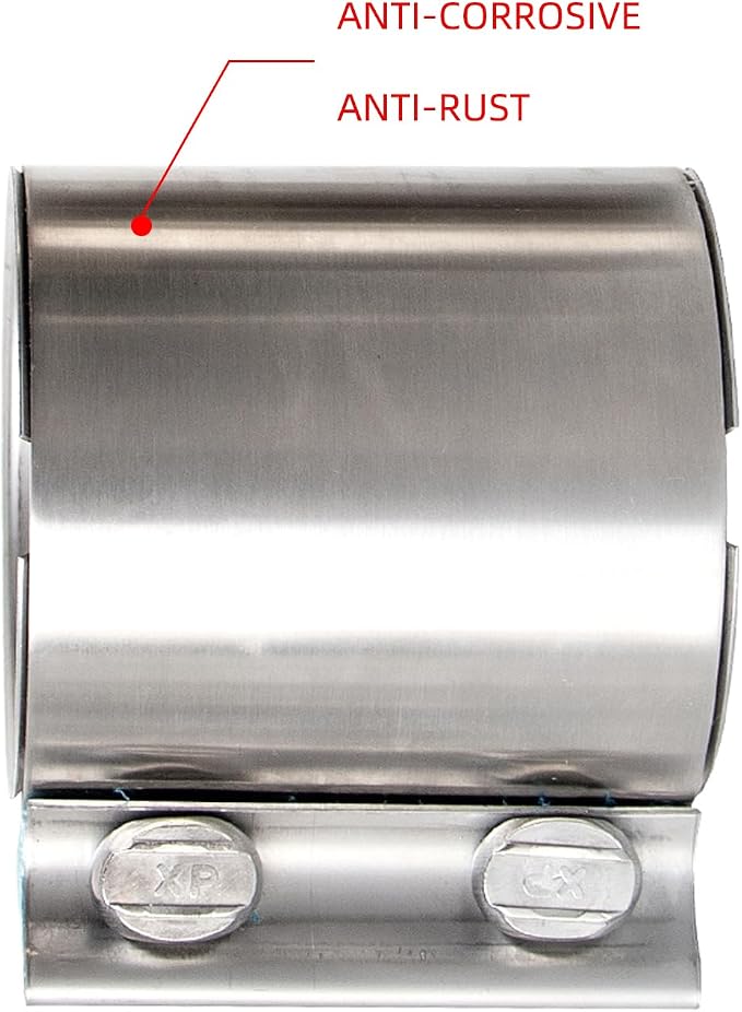 2.5 Inch Butt Joint Exhaust Clamp Band Clamp | 304 Stainless Steel Sleeve Coupler