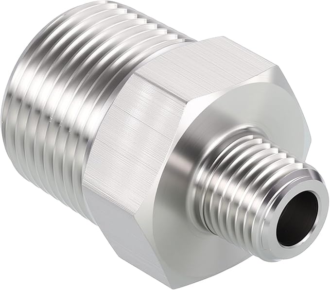 3/4" Male NPT to 1/4" Male NPT SUS304 Hex Nipple | Solid Male Pipe Adapter Hose Connectors for Pipe Repair, Bathroom Remodel, Tool Extensions, Compression, Irrigation