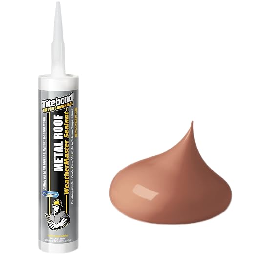 Titebond WeatherMaster Metal Roof Sealant, Copper – Polymer Caulk 62621, 9.5 Oz.