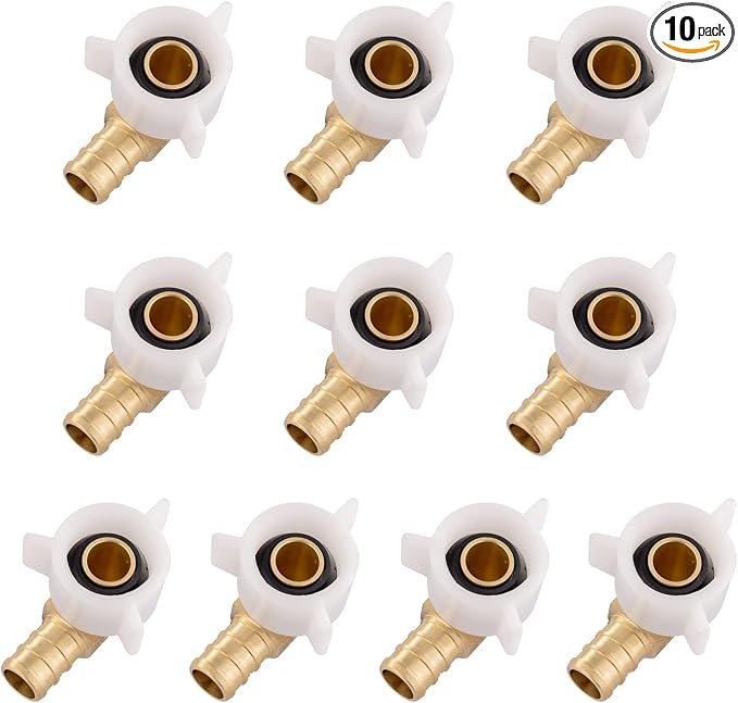 (Pack of 10) EFIELD Pex Crimp 3/4" Pex X 3/4" Female NPT Swivel Elbow Adapter Brass Fittings,(PEX1807211)