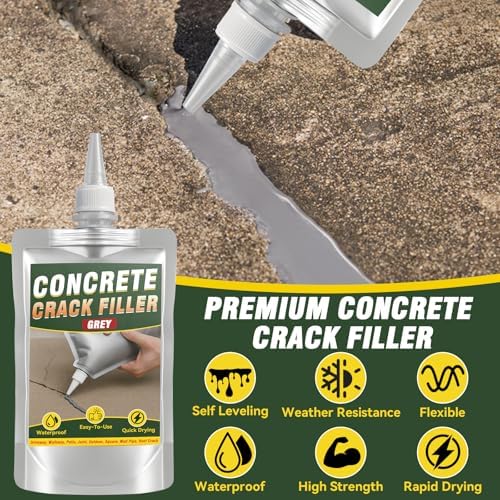 Concrete Crack Filler, Waterproof Cement Crack Filler, High Elasticity Self Leveling Crack Sealant, Concrete Caulk, Suitable for Driveway, Walkway, Patio, Joint, Indoor/Outdoor Use