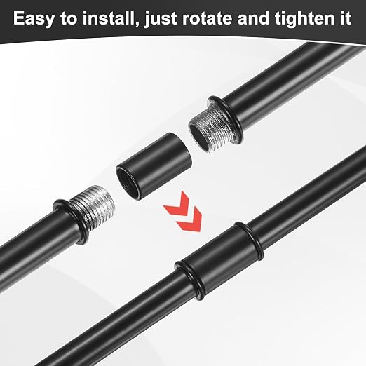 M METERXITY 4-Set Straight Pipe Lamp Stem Kit, 150mm(5.91") Long M10 Double End Thread Rod W/Coupling Sleeve Nuts for Table Lamps/Chandeliers, Light Fixture Replacement Parts [Black]