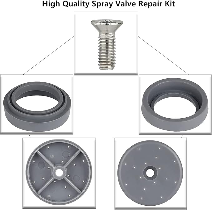 3 Pack Pre-Rinse Spray Valve Repair Kit for Most Commercial Kitchen Sink Faucet Dish Sprayer 1.42 GPM Spray Face Bumper and Screw Repair Part, Grey