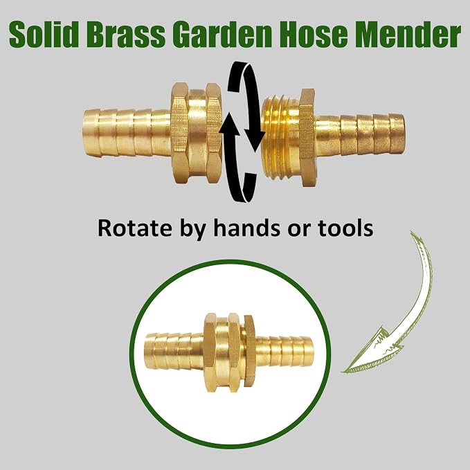 Garden Solid brass Hose Repair Connector with Clamps,Fit for Garden Hose Fitting, Male and Female Hose Fittings 10 Set (1/2-10 Set)