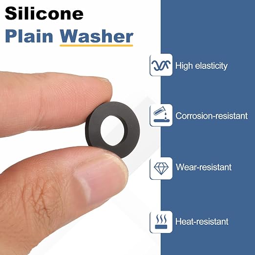 PATIKIL M8 Silicone Flat Washer, 8 Pcs 8mm ID 15mm OD Plain Washer Grommets O-Ring Sealing Gasket Spacer for Faucet Pipe Water Hose Shower Door Handles, Black