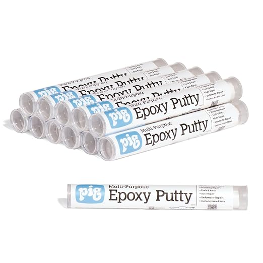 PIG Multi-Purpose Epoxy Putty | Quick-Drying Repair Putty | 12 Pack | 4 oz Tubes | 7" L | White | PTY201