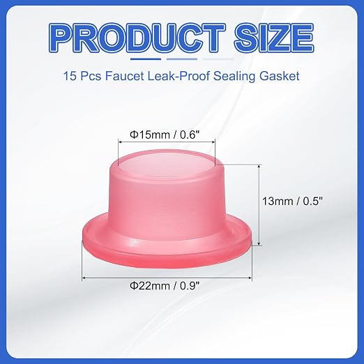 uxcell 15 Pcs Faucet Leak-Proof Sealing Gasket, Silicone Faucet Sealing Gasket, Universal Leak-Proof Silicone Plug for Pipe Plugs, Prevent Leaks in Pipe Systems, Red