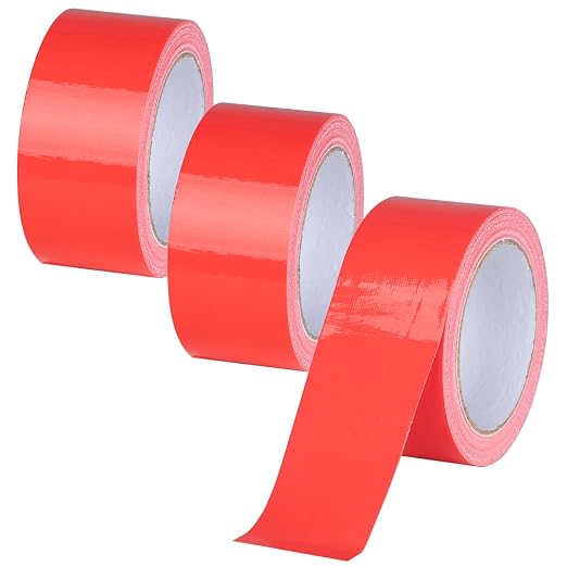 XUXU 3 Pack Red Duct Tape Heavy Duty Waterproof 60 Yards x 2 Inch Total | Strong Adhesive Duct Tape Bulk for Indoor Outdoor Repairs Tear by Hand