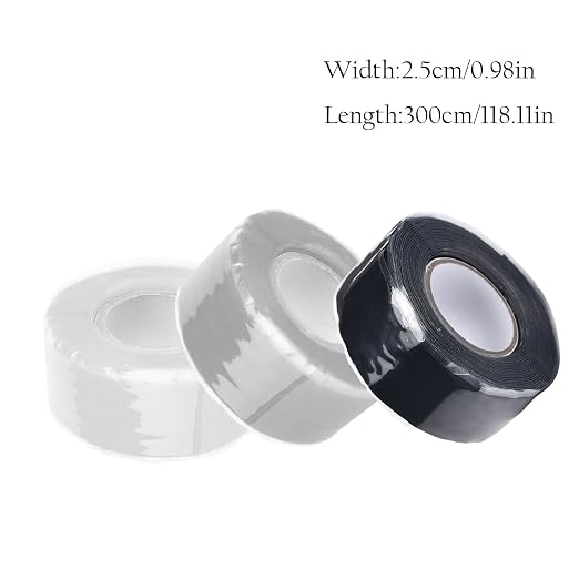 SKYPRO 3 Rolls Self Fusing Silicone Tape 0.98 inch x 9.84 ft Black/White/Grey Waterproof Rescue Tape for Emergency Pipeline Plumbing Repair Cable Winding Insulating