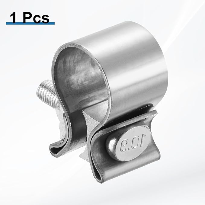 HARFINGTON 410 Stainless Steel Exhaust Clamp 1.18" Butt Joint Narrow Band Muffler Seal Exhaust Narrow Lap Butt Clamps for Pipes Mufflers Converters System Repair, Silver
