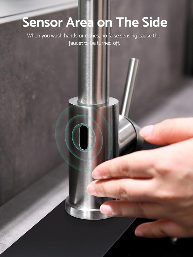 WEWE Touchless Kitchen Faucet, 2-Mode Sprayer, Brushed Nickel, Pull-Down