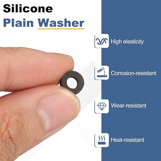 PATIKIL M4 Silicone Flat Washer, 10 Pcs 4mm ID 8mm OD Plain Washer Grommets O-Ring Sealing Gasket Spacer for Faucet Pipe Water Hose Shower Door Handles, Black