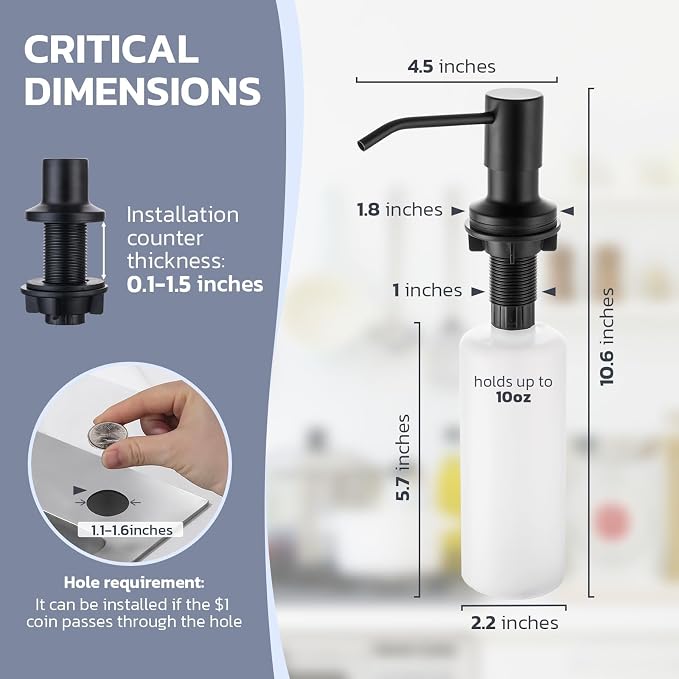 WEWE Kitchen Faucet with Soap Dispenser, 3-Mode Sprayer, Matte Black