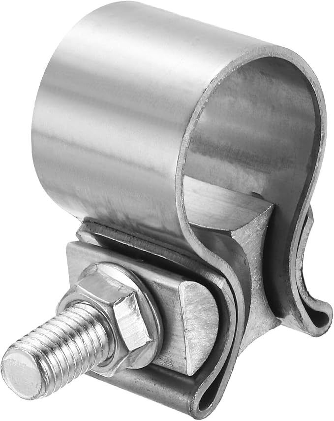 HARFINGTON 410 Stainless Steel Exhaust Clamp 1.18" Butt Joint Narrow Band Muffler Seal Exhaust Narrow Lap Butt Clamps for Pipes Mufflers Converters System Repair, Silver