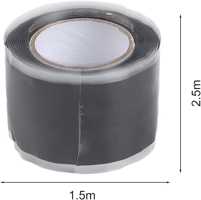 Self-Fusing Silicone Tape for Pipe Repair, 1.5M x 2.5cm Waterproof Sealant for Plumbers and Electricians, Fixes Leaks in Hoses Cables and Electrical Connections Without, Black(green)