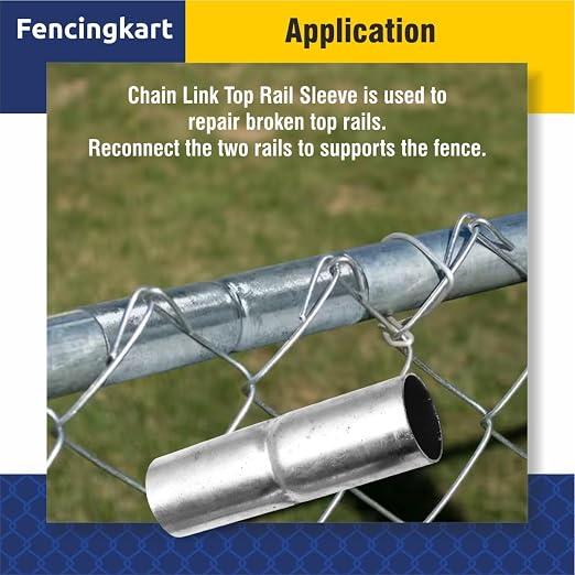 Top Rail Sleeve 1-5/8 inch,for 1-5/8 OD Pipe, Galvanized, Chain Link Fence, 4 Pieces (Silver Galvanized, 1-5/8"x6)