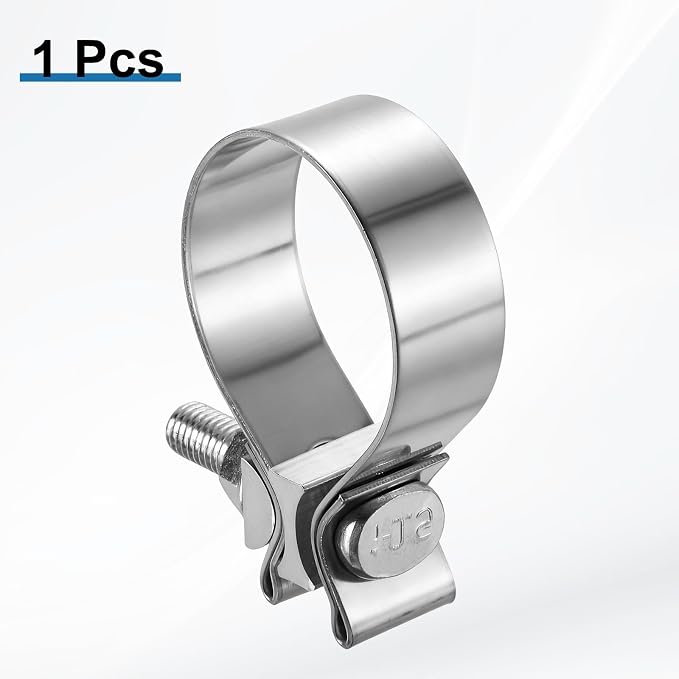HARFINGTON 410 Stainless Steel Exhaust Clamp 2.17" Butt Joint Narrow Band Muffler Seal Exhaust Narrow Lap Butt Clamps for Pipe Mufflers Converters System Repair, Silver