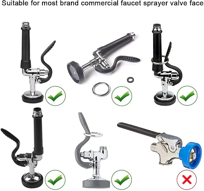 Pre Rinse Sprayer Repair Kit for Most 1.42 GPM Commercial Sink Faucet Replacement Spray Face, Bumper, and Screw Repair Kit Grey