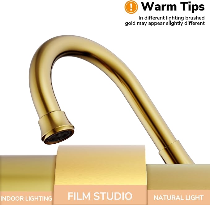 Brushed Gold Bathroom Faucet, Hurran 4 inch Centerset 2-Handle Lead-Free