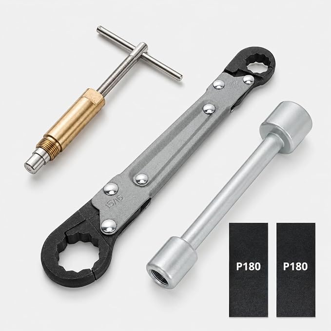 HOLDLY Angle Stop Wrench Kit with 1/2-Inch Compression Sleeve Puller | Slim-Profile Access for Tight Shutoff Valves; Ferrule and Nut Removal for Sink, Toilet and Faucet Supply-Line Repairs