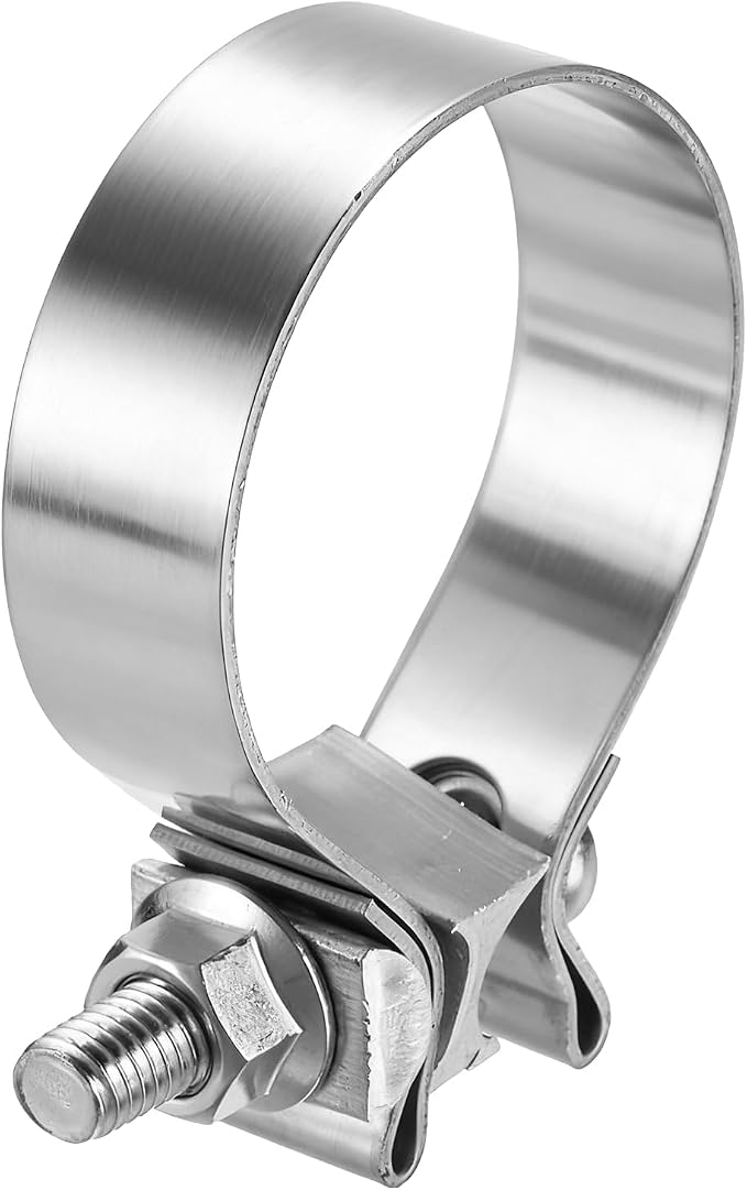HARFINGTON 410 Stainless Steel Exhaust Clamp 2.48" Butt Joint Narrow Band Muffler Seal Exhaust Narrow Lap Butt Clamps for Pipes Muffler Converters System Repair, Silver