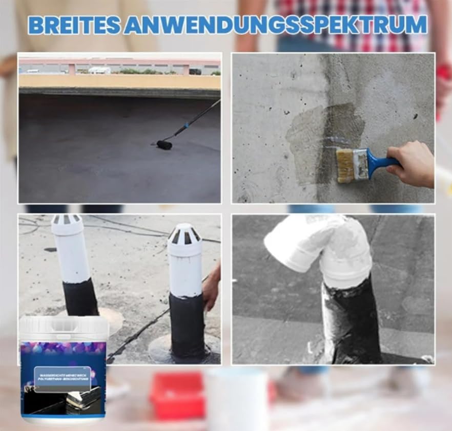 Waterproof Multi-Purpose Polyurethane Coating, Water Based Polyurethanes, Transparent Waterproof Coating Agent,Anti-Leakage Repairing Adhesive for Concrete, Wood, Outdoor, Roof, Walls, Garden (Black)
