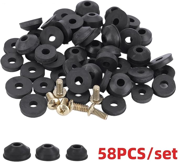 58Pcs Bathtub Faucet Repair Set Flat and Beveled Faucet Washers Repair Kit Rubber O-Ring for Kitchen Tap Or Bathroom Sink Leak