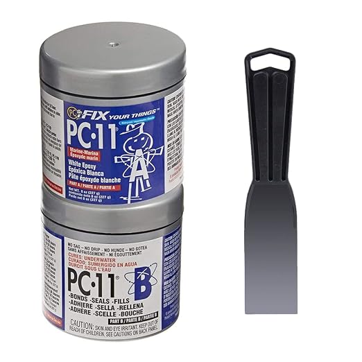 PC Products PC-11 Epoxy Adhesive Paste Kit with Applicator, Two-Part Marine Grade, 1/2lb in Two Cans, Off White