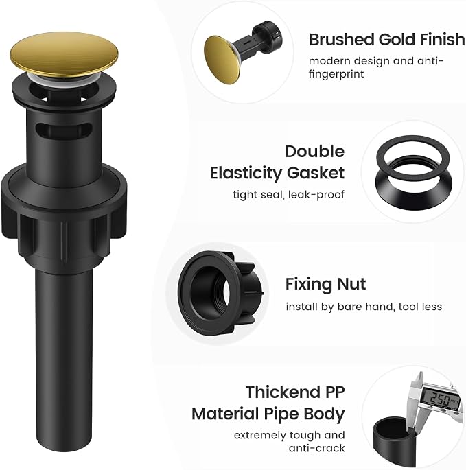 Bathroom Sink Drain with Overflow with Hair Catcher Anti-Clog Sink Strainer