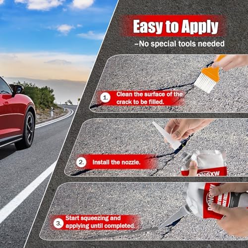 Concrete Crack Filler and Sealant Self-Leveling, 6Pcs High Elasticity Cement Crack Repair, Waterproof Concrete Caulking Glue for Driveways, Gray Caulking Adhesive Repair