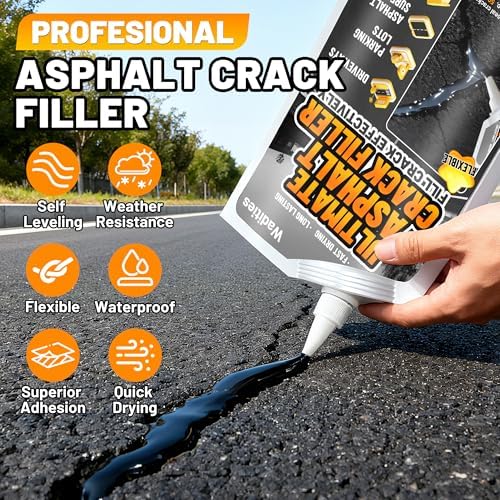Asphalt Crack Filler, 8LB High Elasticity Concrete Crack Repair Sealant