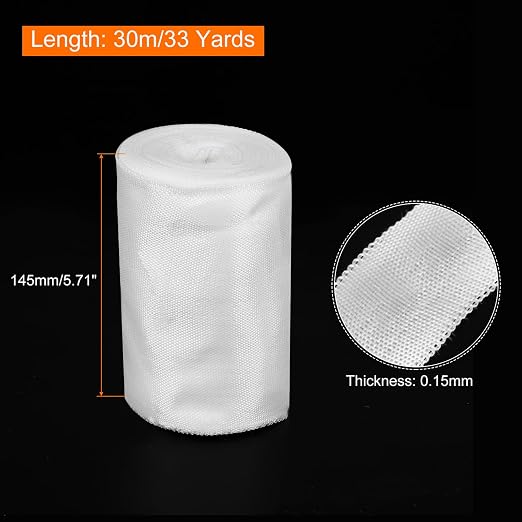 MECCANIXITY 1pcs Fiberglass Cloth Tape 30m(33 Yard) x145mmx0.15mm C Glass Fiber Fiberglass Mesh Glass Fiber Mesh Woven Fiberglass Fabrics Insulation Tape for Reinforcement Repair