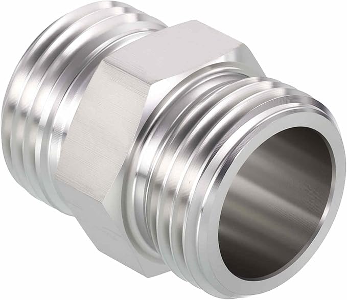 3/4" Male GHT to 3/4" Male GHT SUS304 Hex Nipple | Solid Male Pipe Adapter Hose Connectors for Pipe Repair, Bathroom Remodel, Tool Extensions, Compression, Irrigation