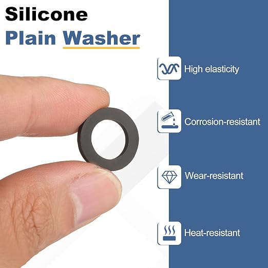 PATIKIL M10 Silicone Flat Washer, 8 Pcs 10mm ID 15mm OD Plain Washer Grommets O-Ring Sealing Gasket Spacer for Faucet Pipe Water Hose Shower Door Handles, Black