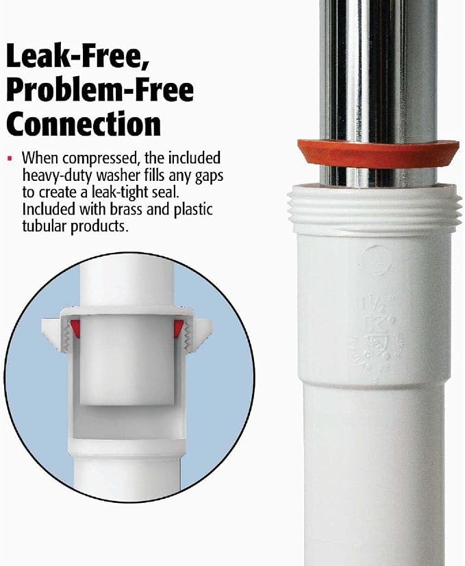 Plumb Pak 400WK Plastic P-Trap Kit with Reducing Washer, 1.5" or 1.25", White