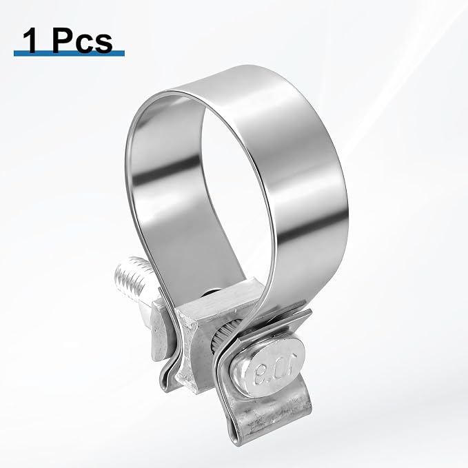 HARFINGTON 410 Stainless Steel Exhaust Clamp 2.09" Butt Joint Narrow Band Muffler Seal Exhaust Narrow Lap Butt Clamps for Pipe Mufflers Converters System Repair, Silver