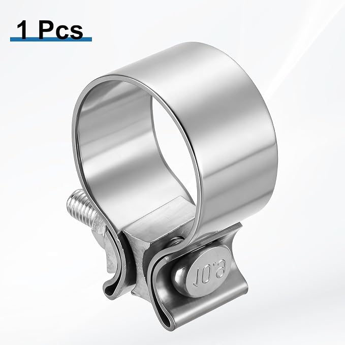 HARFINGTON 410 Stainless Steel Exhaust Clamp 1.89" Butt Joint Narrow Band Muffler Seal Exhaust Narrow Lap Butt Clamps for Pipes Mufflers Converters System Repair, Silver