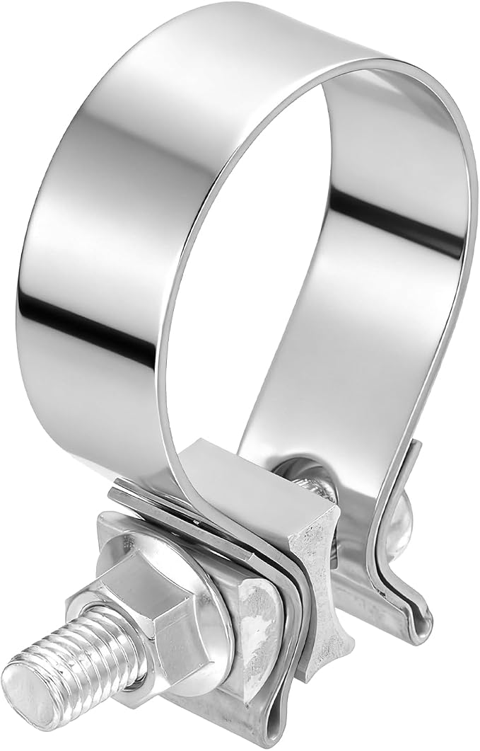 HARFINGTON 410 Stainless Steel Exhaust Clamp 2.09" Butt Joint Narrow Band Muffler Seal Exhaust Narrow Lap Butt Clamps for Pipe Mufflers Converters System Repair, Silver