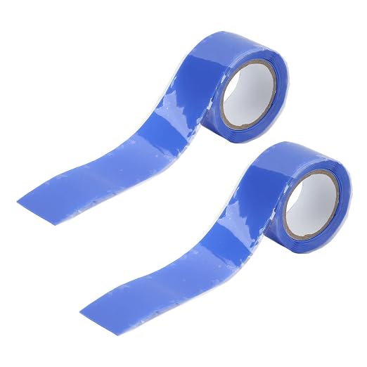Walfront Self Fusing Silicone Tape, Silicone Repair Tape 2 Pack 1.5m X 2.5cm, Pipe and Hose Wrap, 76 to 500°F Heat Resistance, for Plumbing Emergency Leak Repair (Blue)