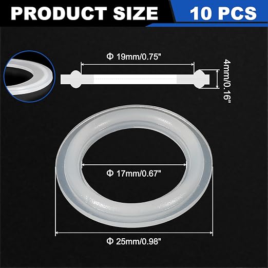 uxcell 10Pcs Silicone O Ring, 0.98" Silicone O-Rings Gasket Sealing Gasket Washers for 0.75" Clamp for Compressor Valves Pipe Repair Sink Plug Bathtub Plug Faucets, White