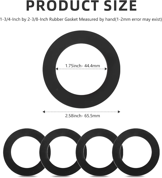 1-3/4-Inch by 2-3/8-Inch Rubber Gasket for Tub Drain Shoe Tub Overflow Silicone Drain Stopper Gasket, Used to Prevent Leakage & Impact Silicone Bathtub Drains Seal, 5Pcs