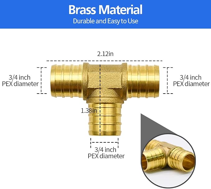 15pcs 3/4" Brass PEX Fittings, Elbow TEE Straight Couplings Set | for PEX Pipe
