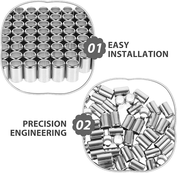 Mobestech 100Pcs Hydraulic Hose Fitting Ferrules Stainless Steel High Pressure Hose Sleeve Crimp Sleeves Pipe Couplings for Industrial and Household Repair